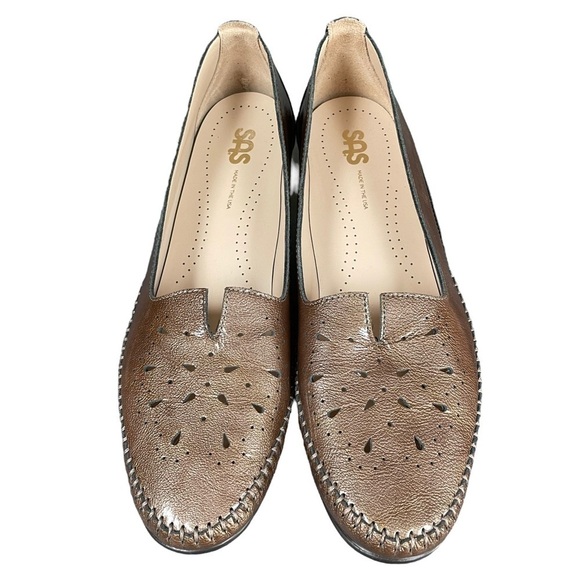 SAS Sonyo Portobello Taupe Laser Cut Slip On Heels Size 7.5 Narrow - Picture 6 of 14